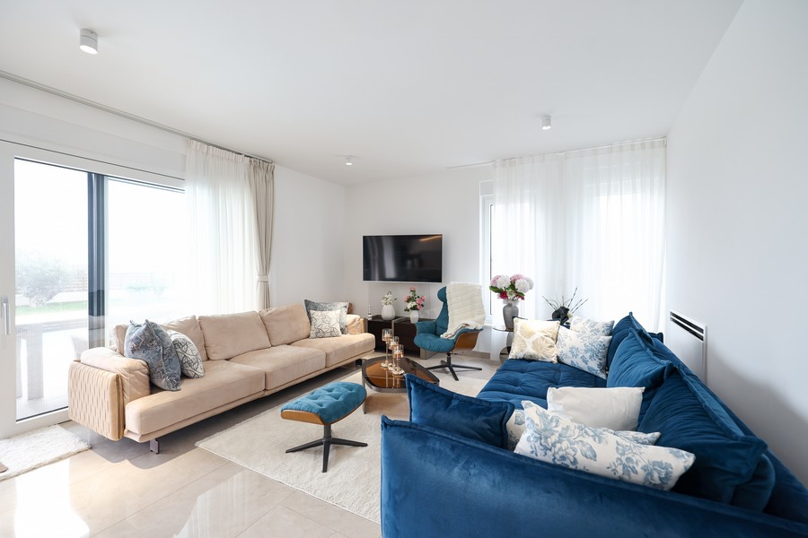 Heller Wohnraum mit Sitzlandschaft