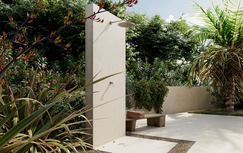 Außendusche im Gartenbereich