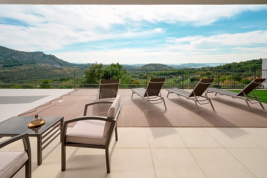 Blick der Terrasse der Villa H3813 bei Split in Kroatien - Panorama Scouting.