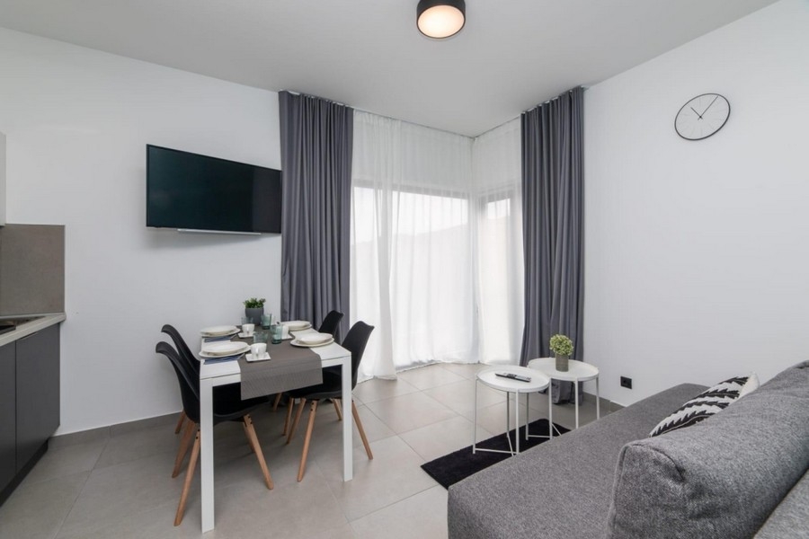 Blick in den Wohnbereich einer Einheit.