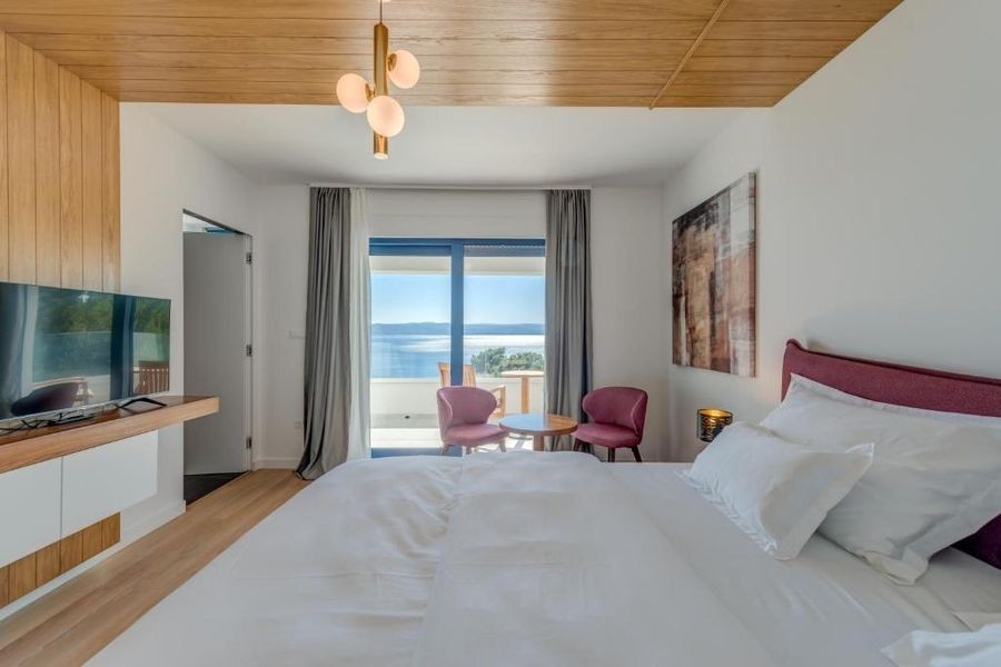 Schlafzimmer mit Meerblick in Kroatien