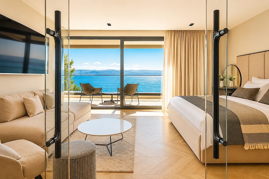 Suite mit Sitzbereich und Meerblick