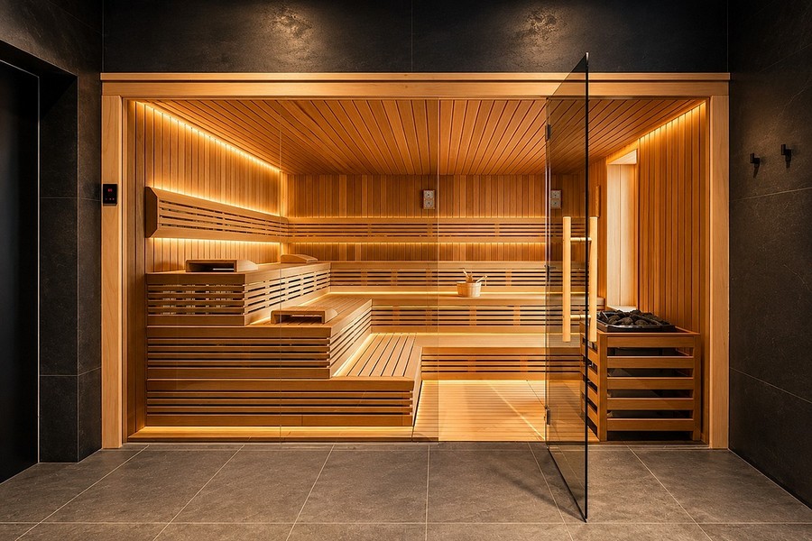 Sauna mit Holzverkleidung