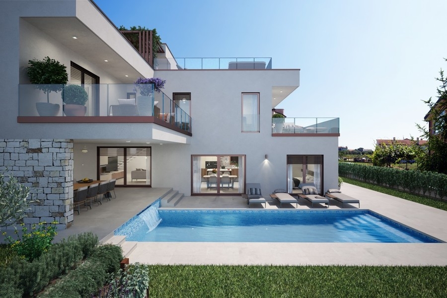Moderne Villa mit Pool und überdachter Terrasse bei Novigrad