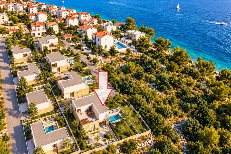 Lage der Villa in Rogoznica nahe dem Meer