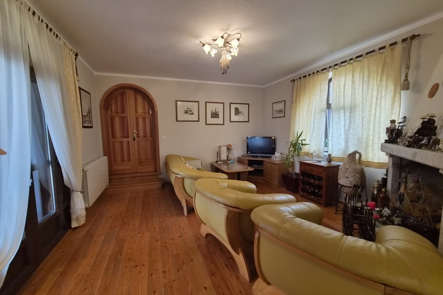 Wohnzimmer mit Ledersofas