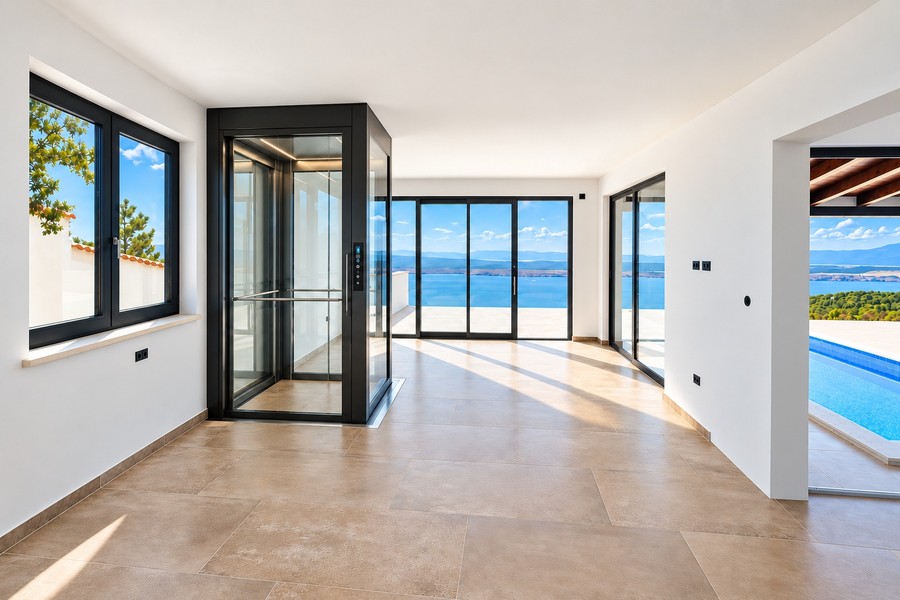 Heller Wohnbereich mit großen Fensterflächen