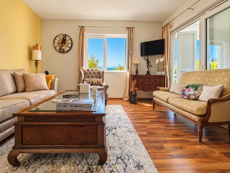 Wohnzimmer mit Sofas und Fernseher