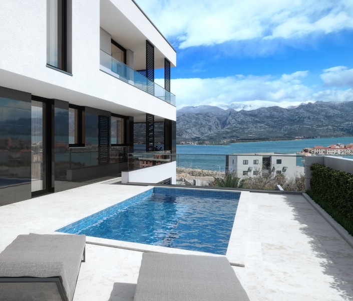 Modernes Apartment mit Pool und Meerblick in Vinjerac bei Zadar, Kroatien, zum Verkauf