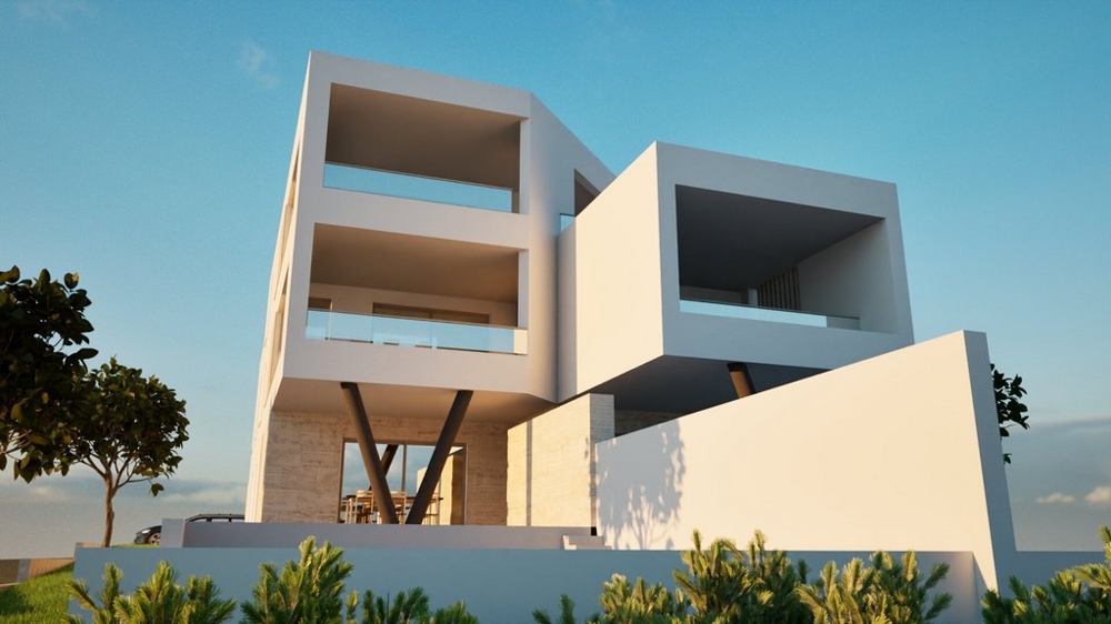 Visualisierung des fertigen Neubaus mit Penthouse in Vodice - A3577.