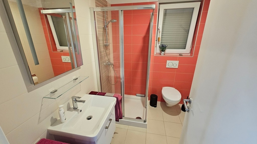 Badezimmer mit Dusche in Appartement in Novigrad