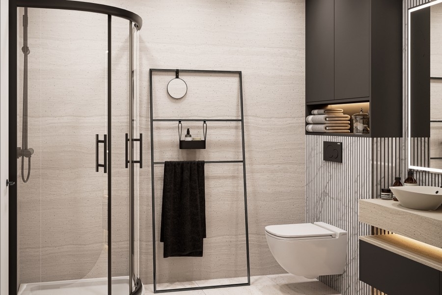 Modernes Badezimmer mit Dusche