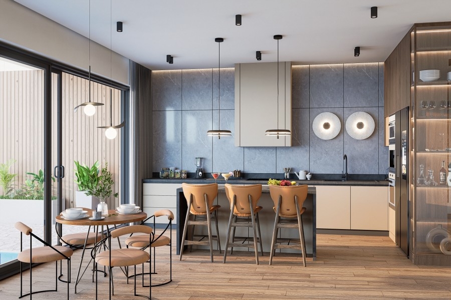 Designküche in moderner Wohnung
