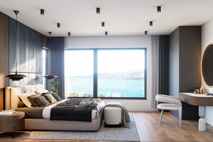 Schlafzimmer mit Meerblick