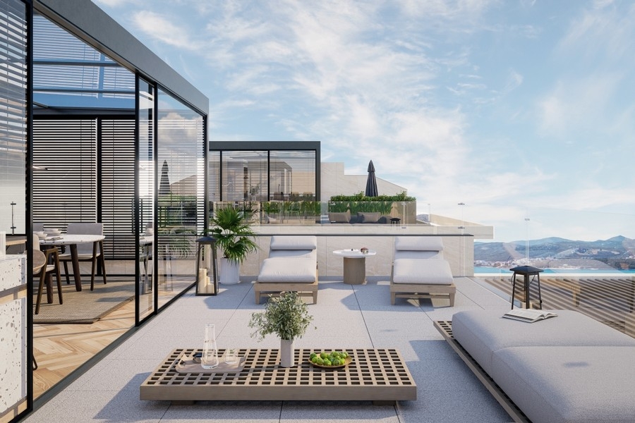 Moderne Dachterrasse mit Meerblick in Kroatien