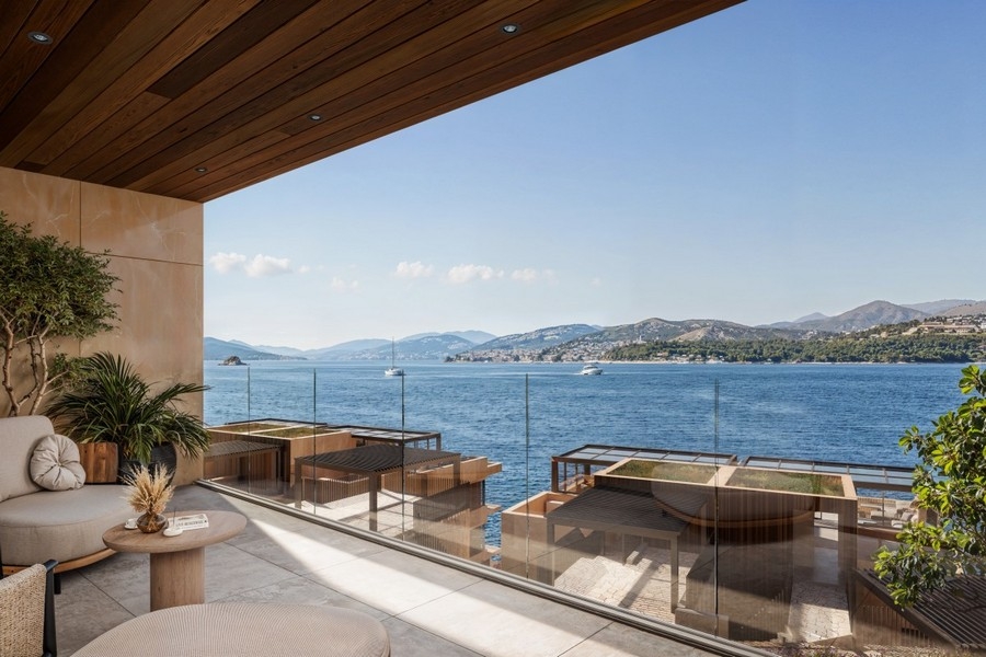 Terrasse mit freiem Meerblick in Luxuswohnung auf Ciovo