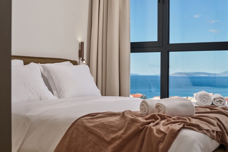 Schlafzimmer mit Meerblick in Kroatien