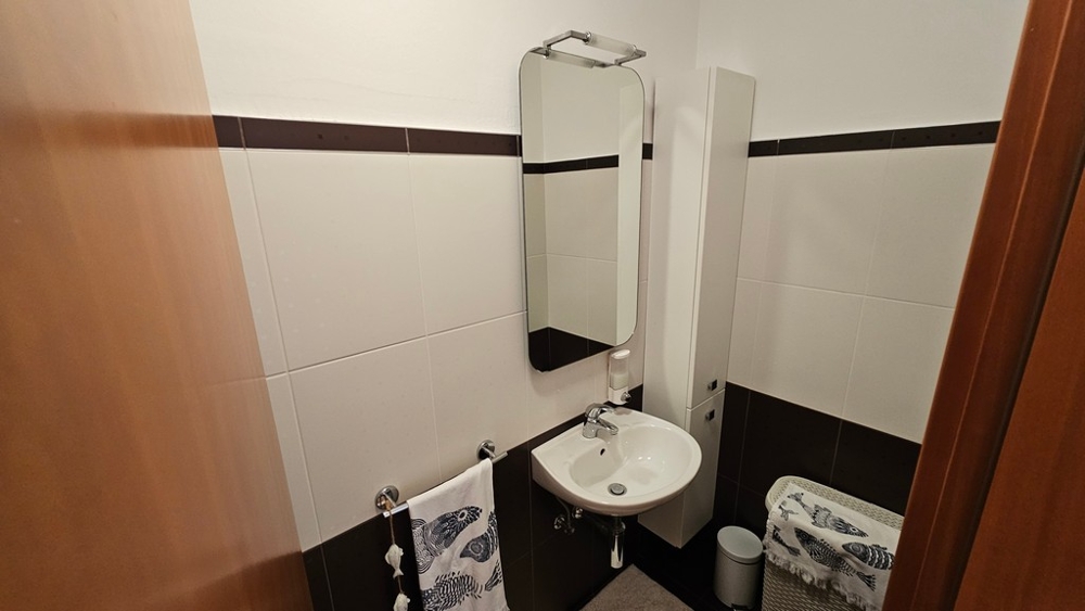 Separate Toilette mit Waschbecken