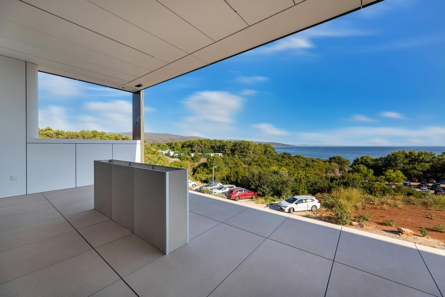 Weiter Blick auf das Meer vom Balkon in Krk