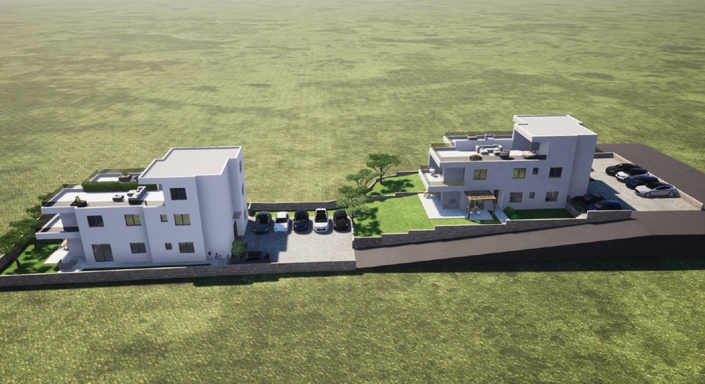 Neubau von der Seite mit Blick über die Anlage in Tribunj
