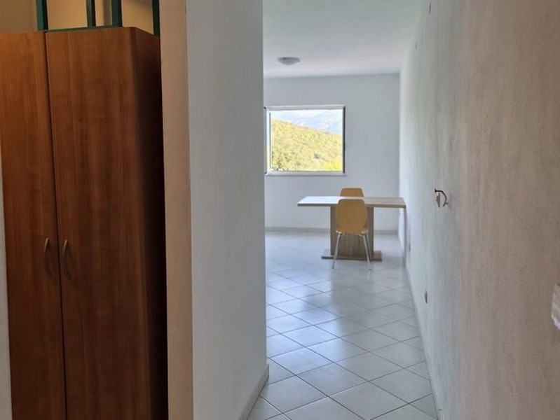 Flur mit Einbauschrank und Blick in den Wohnbereich