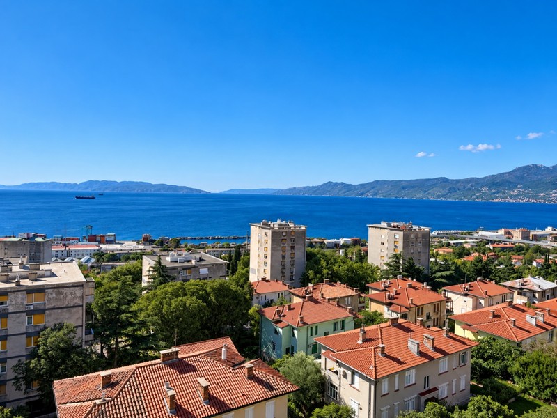 Blick über Rijeka auf die Kvarner Bucht