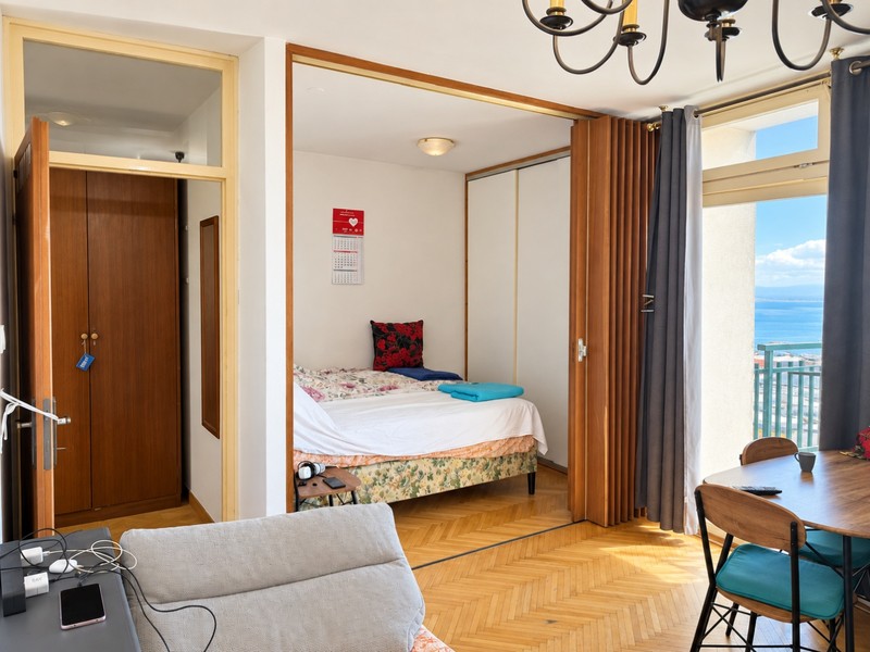 Wohnbereich mit abgeteiltem Schlafzimmer