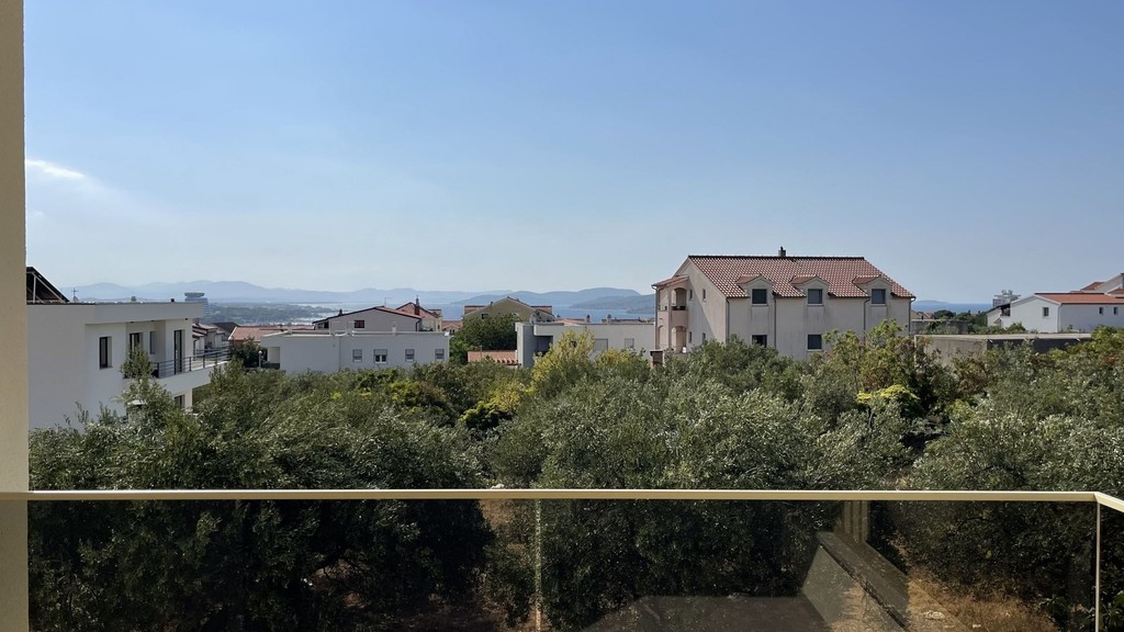 Blick über Olivenbäume auf das Meer