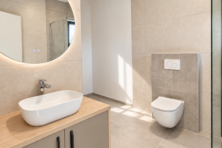Badezimmer mit Aufsatzwaschbecken