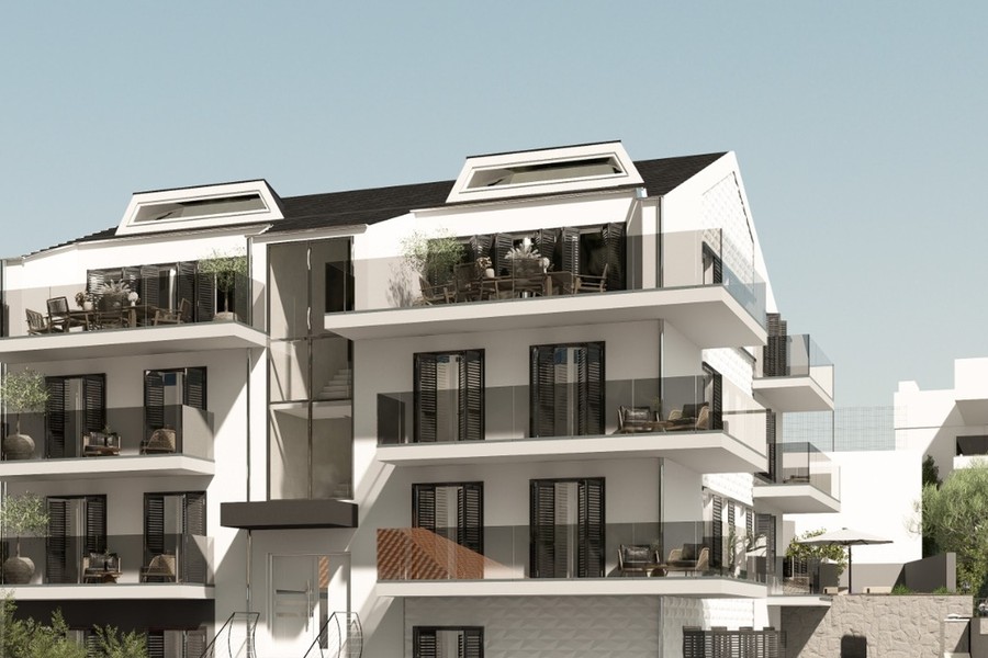 Wohnhaus mit drei Etagen und Dachgauben