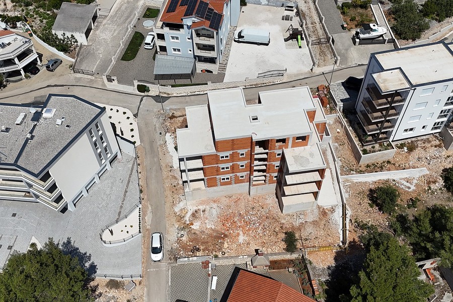 Baustelle des Wohnhauses von oben
