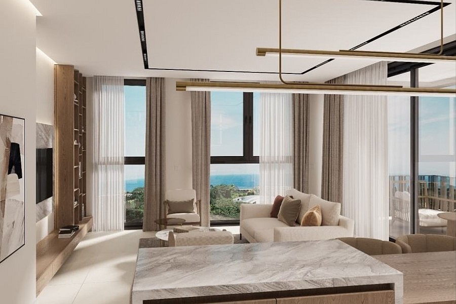 Wohnzimmer mit Blick auf das Meer in Seget Donji bei Trogir